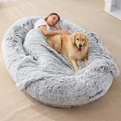 Luxury Washable Human Dog Bed - Warm Fur Kennel Mat