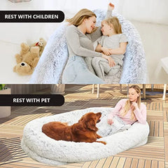 Luxury Washable Human Dog Bed - Warm Fur Kennel Mat